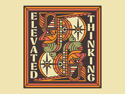 Elevated Thinking - Head Space card compass desert earth tones eye face geometric human logo man minimal monoline nature pattern people person playing card profile southwest stairs