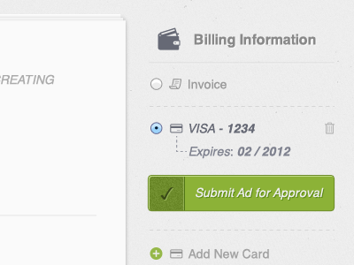Billing Screen billing card credit form forms interface ui