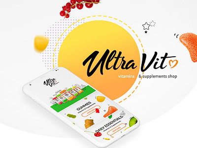 Vitamins & Supplements shop berries design ecommerce fruits gradient grey gummy health orange playful shopify ui uiux vitamins webdesign