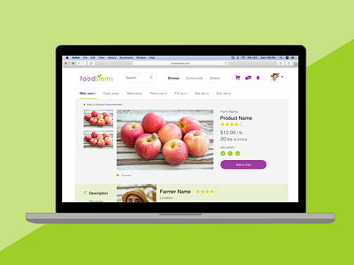 Foodstems Web App Redesign ecommerce foodstems marketplace product details page product page sketch app ui web design web app
