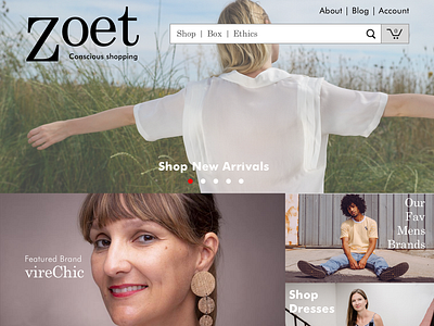 Zoet eCommerce Site clothing store design ecommerce business ecommerce design ecommerce shop header design home page home page design online store search bar shopify shopping sketch app