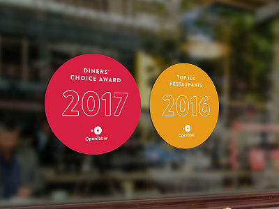 OpenTable Diners' Choice Window Clings