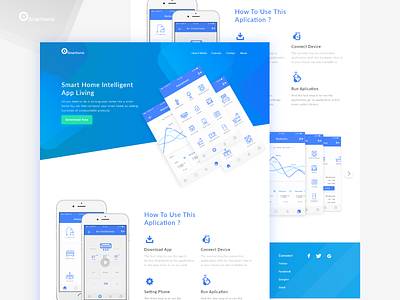 smarthome app blue branding clean design flat icon leanding page minimal simple typography ui ux web website