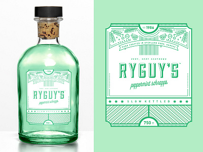 RyGuys Peppermint Schnapps Label alcohol branding christmas green label peppermint