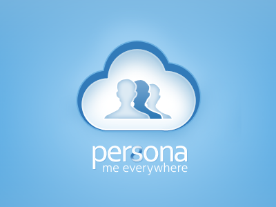 "persona" app - concept app application blue brand cloud human logo man person synchronisation synchronize white