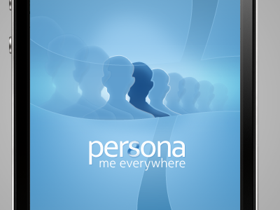 "persona" app - concept (update:1) app application blue brand cloud human logo man person synchronisation synchronize white