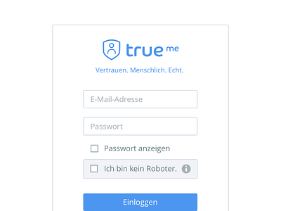 Login - true.me app authentification identity security service share shareeconomy trueme trust user web