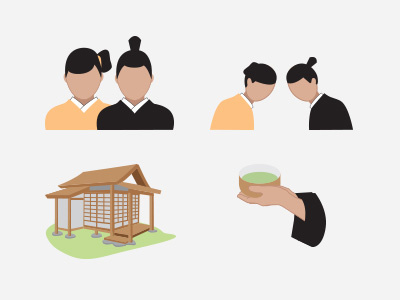 japanese tea ceremony ceremony icons tea vector