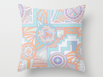 Warm Tribe Pillow blue orange pattern pillow purple repeating tribal turquoise