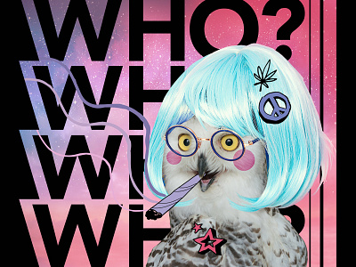 Who Smokes? blue hair galaxy glasses owl peace smokes stars threadless weed