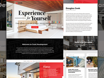 Cook Development beach homepage housing interface one pager portfolio taproot creative ui web website