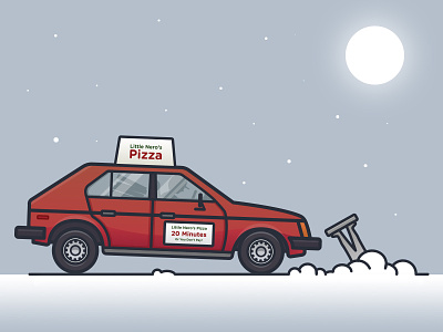 Little Neros Pizza car christmas delivery home alone illustration merry christmas movie pizza snow vector