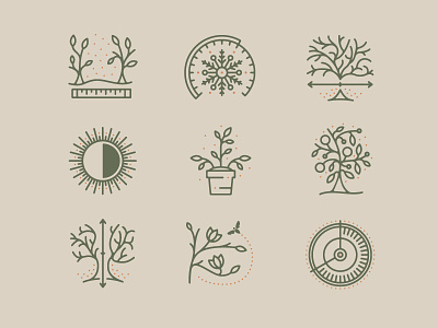 Just Fruits Icon Set collection custom flower iconography icons illustration line plant sun tree weather