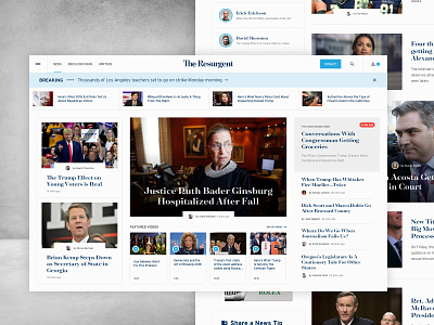 The Resurgent UI clean hero homepage interface news political ui web website