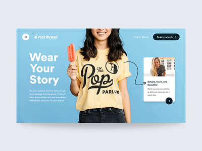 The New Real Thread ecommerce hero homepage interface motion principle products prototype shirts ui web webflow website