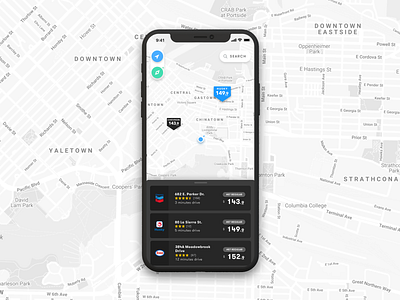 Gas Price App Concept app design gas ios iphone x map navigation ui uiux ux