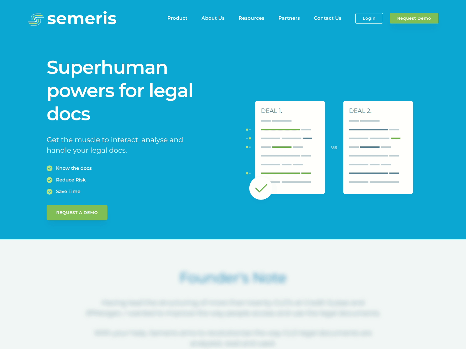 Landing page for an AI powered documents app
