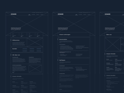 SINGER Web Wireframe