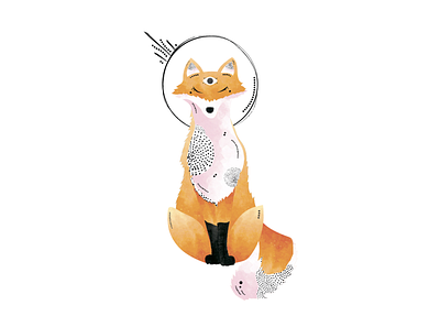 Meditating fox cute enlightenment foxy illustration meditation thirdeye vector