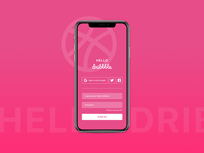 Hello dribbble! dribbble sign in ui