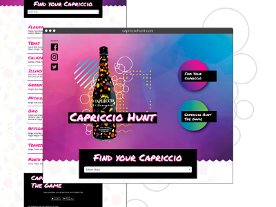 Capriccio Hunt website - first version alcohol gradients landing page sangria trendy tropical website