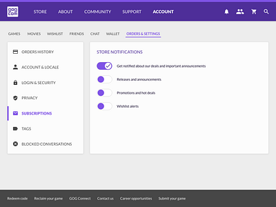 Daily UI #007 – Settings daily ui daily ui 007 dailyui purple redesign settings settings page ui