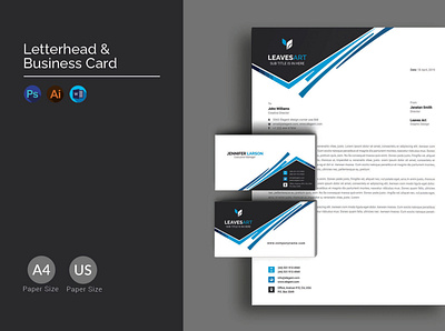 Letterhead & Business Card blue letterhead branding business card clean business card corporate identity graphic design green letterhead letterhead professinal letterhead