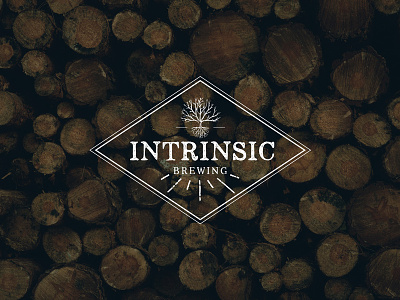 Intrinsic Brewing Logo branding logo roots tree vintage wood