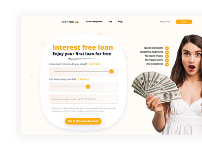 Instant Online Loan Landing page finance finance app finance business fintech fintech app landing page landing page ui mobile app wallet