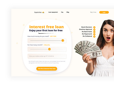 Instant Online Loan Landing page