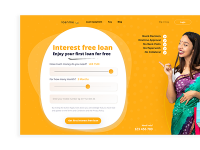 Instant Online Loan Landing page