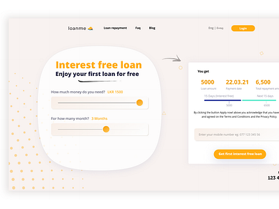 Instant Online Loan Landing page