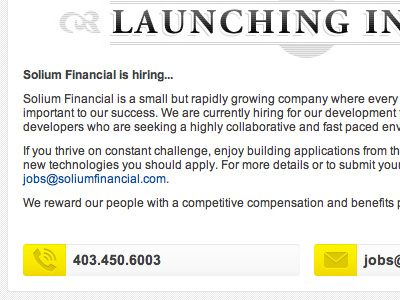 Solium Financial bullets email icons landing page phone splash teaser