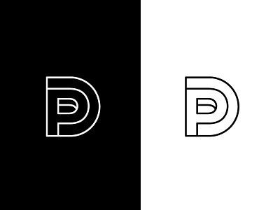 Logo mark with P & D brand d design line logo mark p simple symbol type typography