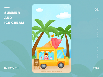 Summer and Ice Cream animation beach cartoon design ice icecream illustration illustrator ipad ipadpro procreate summer ui