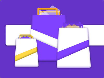 Shopping bags art design figma graphic illustration neomorphism purple shopping shopping bag vector website white yellow