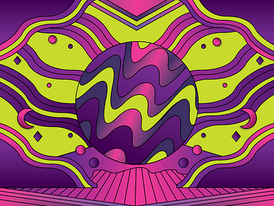 Abstract Experiment abstract design galactic gradients illustration illustrator lime green moon neon pink psychedelic purple space tenticles trippy vector