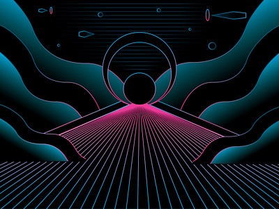 Wormholes abstract alien alien world blue circles cyber city future futuristic galactic illustration illustrator moon neon path pink psychedelic space trippy vector