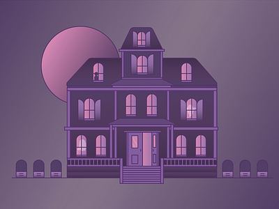 Haunted House design ghosts grave halloween haunted haunted house home horror house illustration illustrator mansion moon occult october pink purple spooky spooky season vector