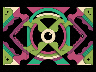 Eye abstract cosmic design eye green illustration illustrator psychedelic purple stars trippy vector