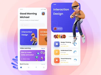 Design E - Learning App beautiful clean design learning e learning e learning app education graphic design learn learnapp learning platform online classes online classes app online course app online courses app school study ui ui design uiux ux