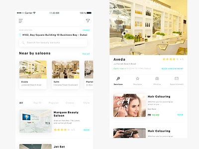 Beauty Saloon App beautiful clean colors hairstyle inspiration ios iphone x saloon app ui ui design ux design women