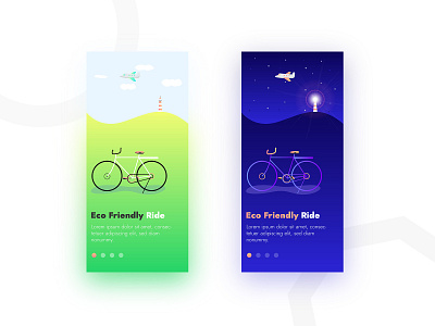 Eco friendly ride. animation beautiful clean colors design illustration ios iphone x ui design ux design