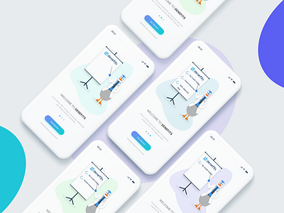 Denefits App Walk-through screens animation app beautiful branding illustration ios iphone x typography ui ui design ux ux design vector walk through