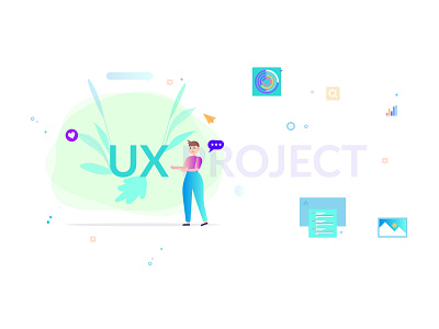 Ux Project Cover Page beautiful clean colors design illustration typography ui ux vector