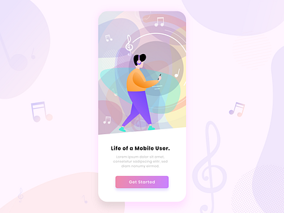 Music app Walk-through beautiful clean design illustration ios iphone x music ui ui design ux ux design vector walkthrough