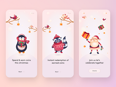 Spend & Earn Christmas app beautiful christmas clean design fun intuitive ios iphone x minimal ui ui design ux ux design vector walkthrough