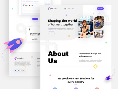 Graphyy Landing Page branding clean hero hero image illustration landing page landingpage typography ui ui design ux ux design website