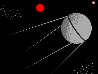 Sputnik black cosmos graphic illustration mono