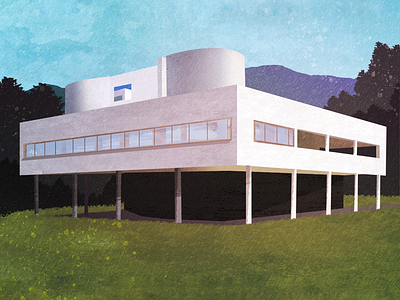 Le Corbusier villa Savoye architecture digital illustration le corbusier modernism